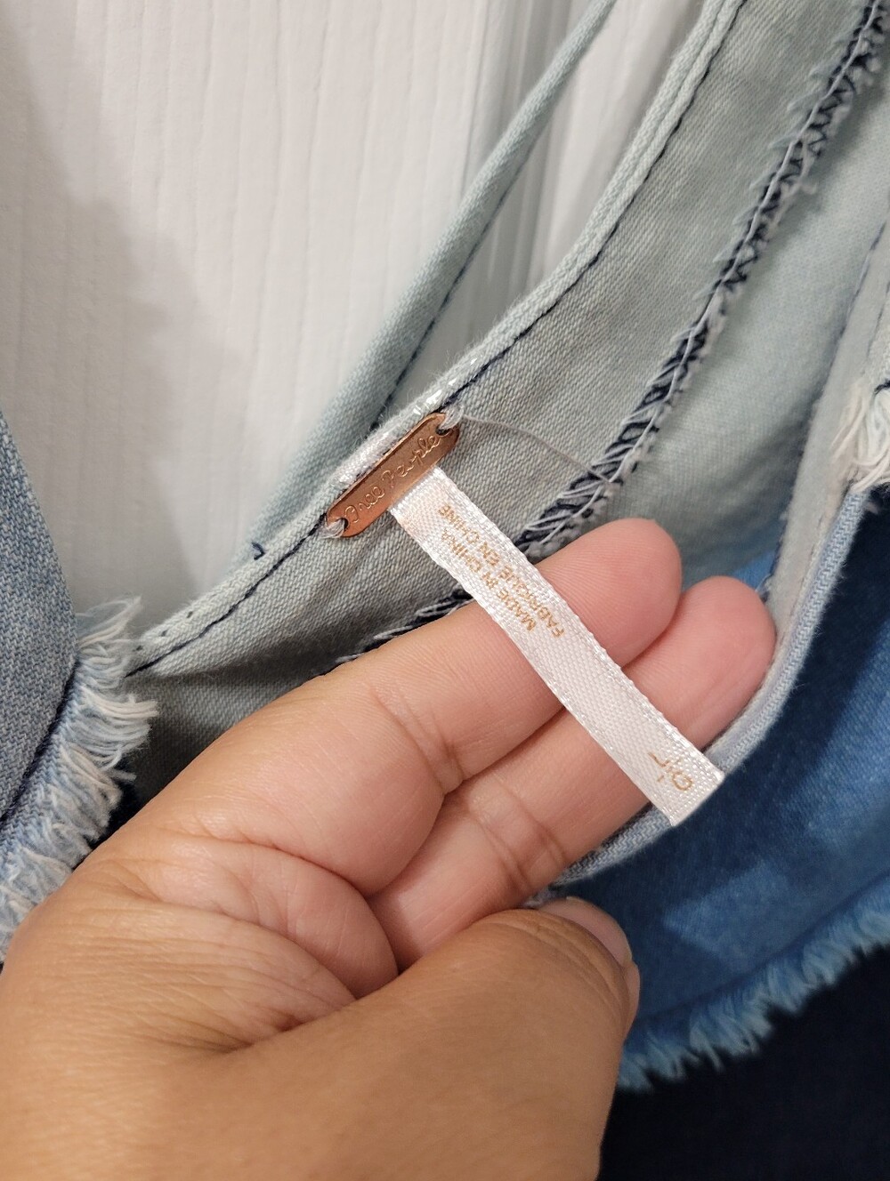 Free People Sleeveless V-Neck Colorblock Denim Dress in Mint and Blue Shades - Picture 4 of 13